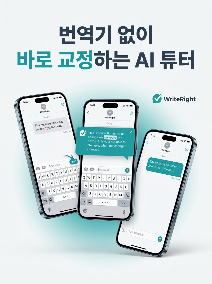 번역기 없이 바로 교정하는 AI 튜터 홍보 이미지